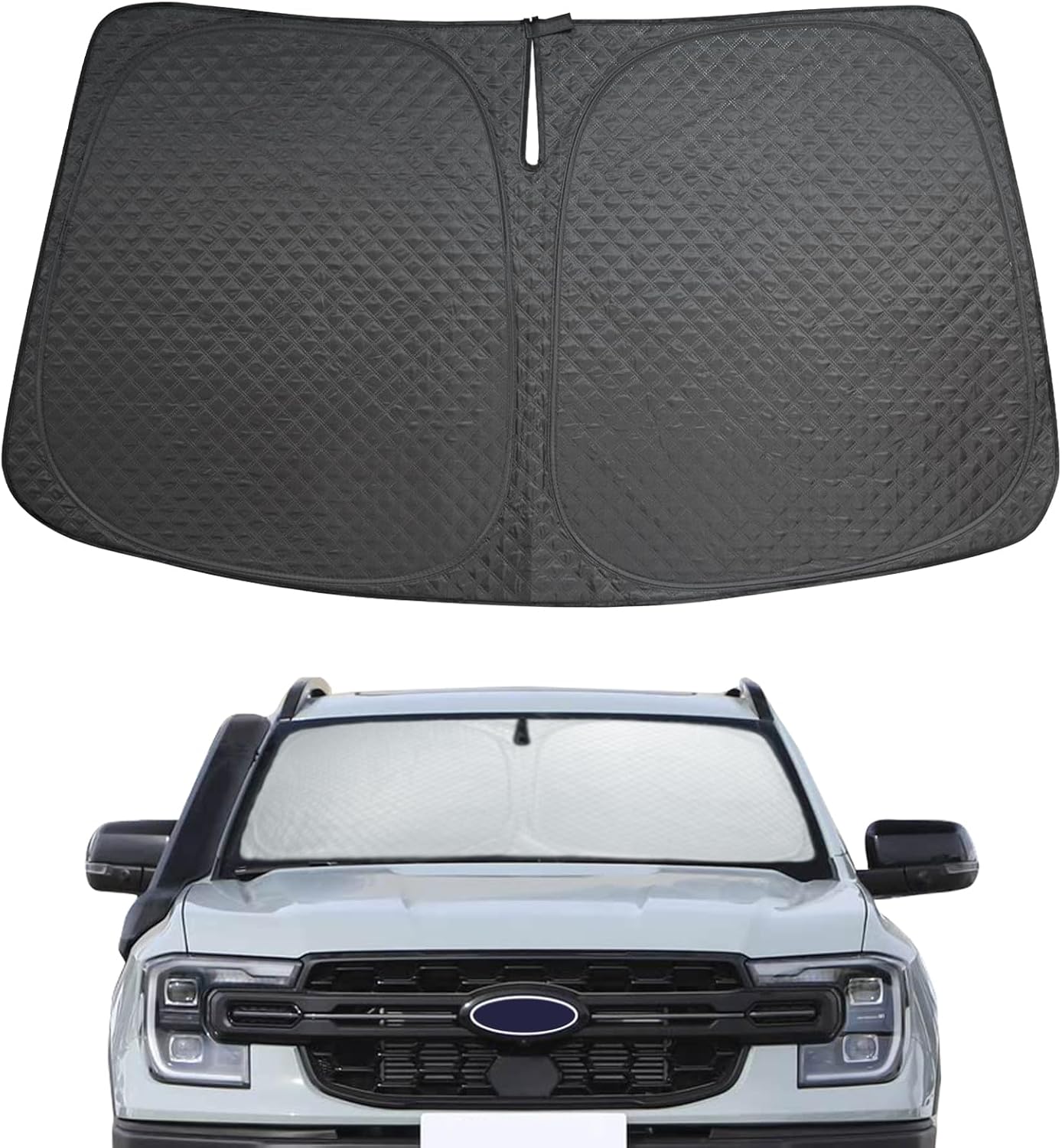 Car Windshield Sun Shade 5 Layers Thick for Ford Ranger 2019-2024 2025 Pickup Truck - Front Window Sunshade Sun Visor Accessories - Protector Vehicle Reflect UV Sun and Heat