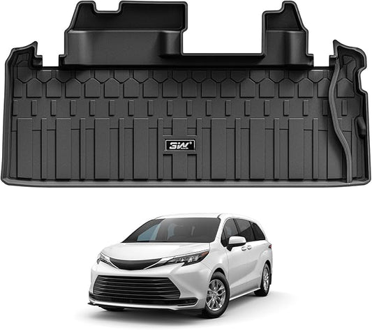 3W Cargo Mat Custom Fit for 2021-2026 Toyota Sienna, TPE Trunk Mat for Sienna 7 Seat & 8 Seat Car Accessories, Heavy Duty Cargo Liner