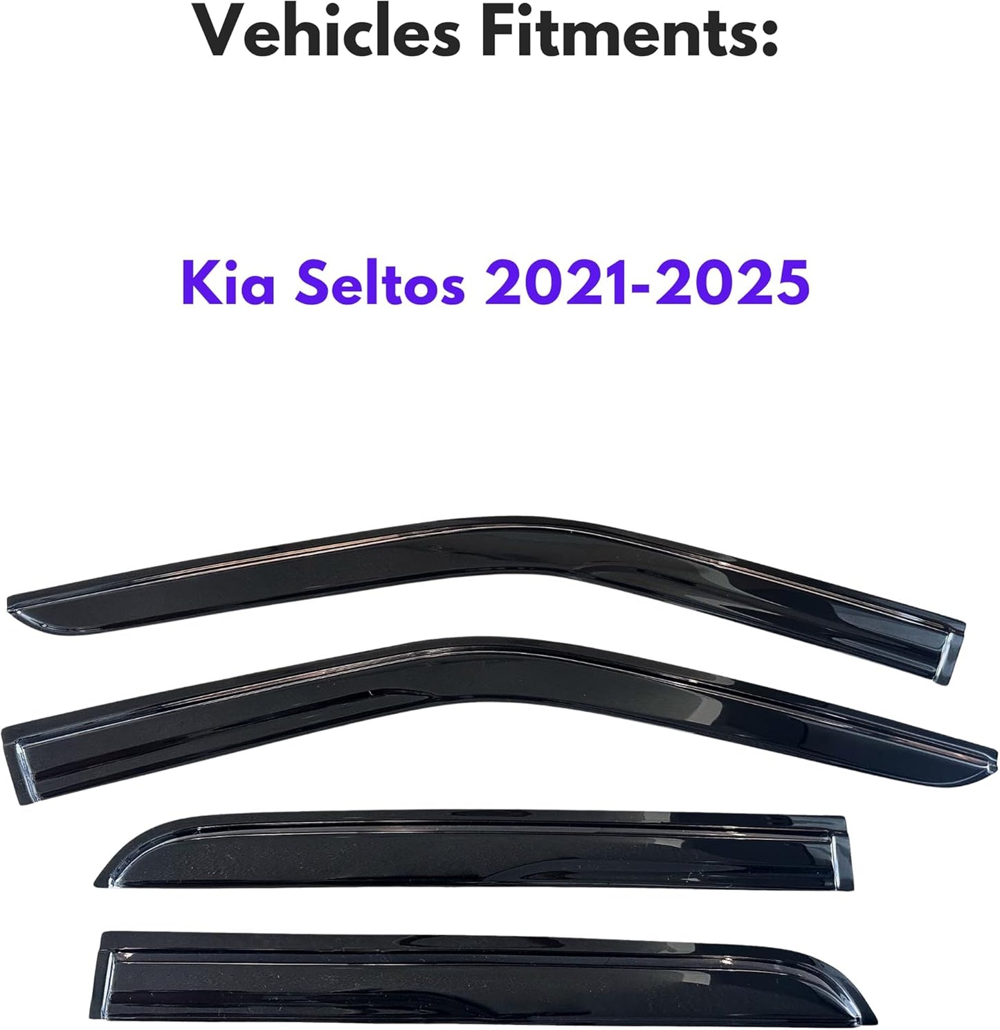 KPY Window Visor Compatible with Kia Seltos 2021-2025, 4PC Rain Guard Side Window Vent Deflectors Tape-On Mugen Style, 2021 2022 2023 2024 2025