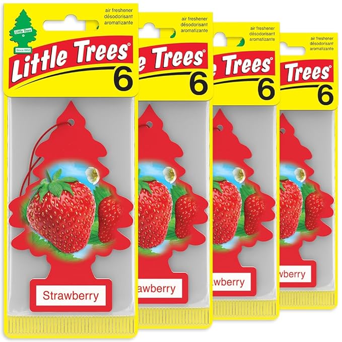 LITTLE TREES Car Air Freshener | Hanging Tree Provides Long Lasting Scent for Auto and Home | Strawberry, 24 Air Fresheners