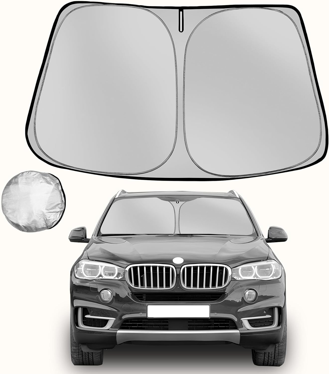 Windshield Sun Shade for 2014-2018 BMW X5 Foldable Sun Sunshade for Car Front Window Blocks UV Rays and Heat Automotive Interior Protector Custom Fit Accessories