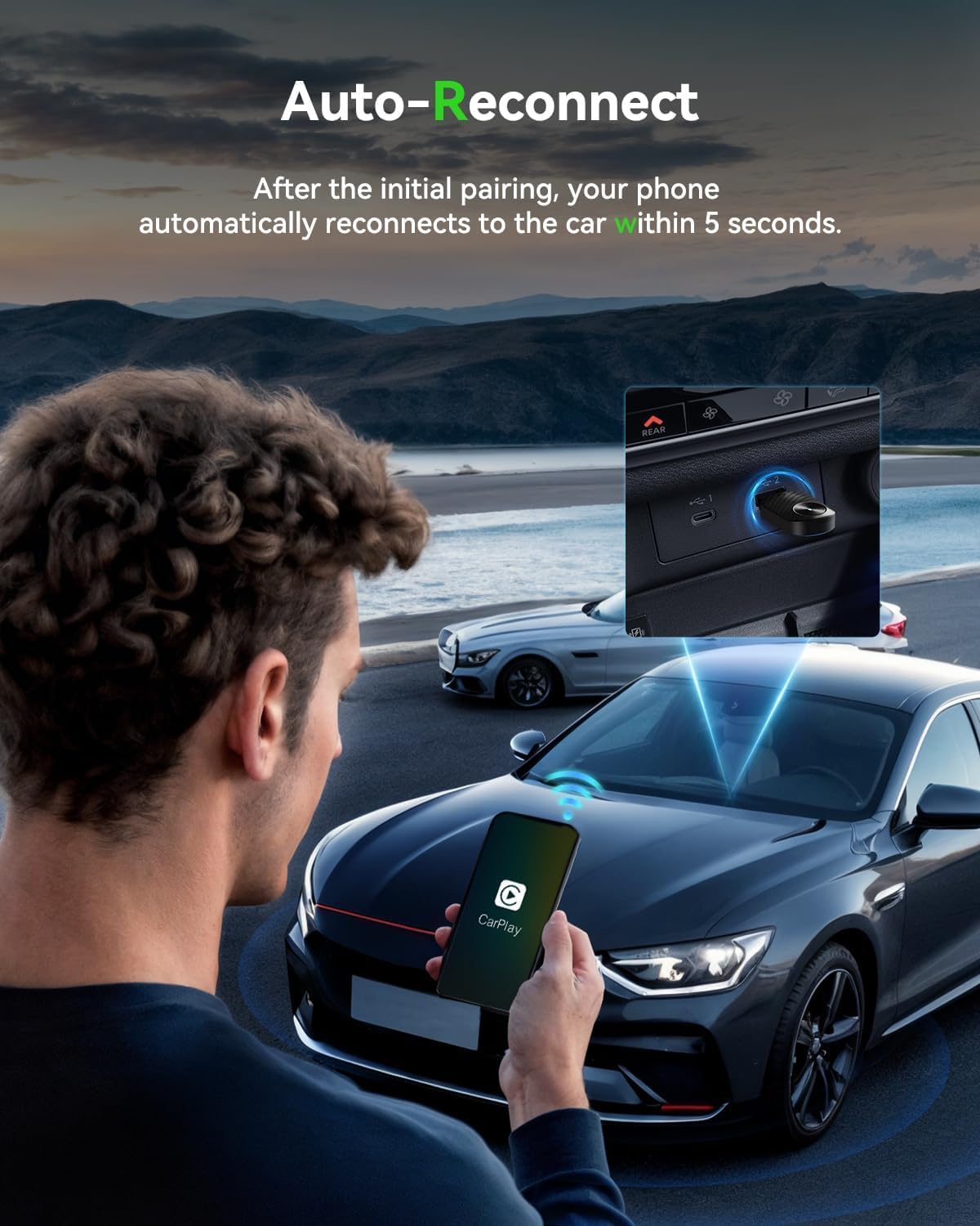 2-in-1 Apple CarPlay & Android Auto Wireless Adapter - 2025 Upgraded Mini Dongle with USB-C, Plug & Play Seamlessly Converts Factory Wired to Wireless, Fast Auto-Connect No Delay for Cars 2016+