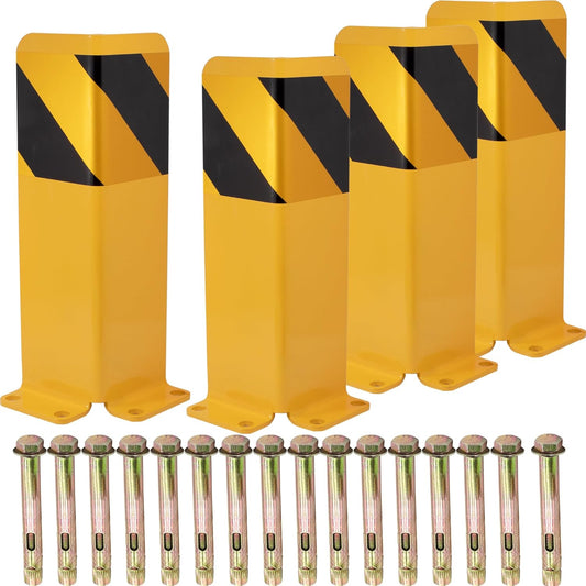 Heavy Duty Pallet Rack Post Protectors – 4-Pack Steel Column Guards with Anchor Bolts, Floor-Mounted Rack Protection for Warehouse & Industrial Safety