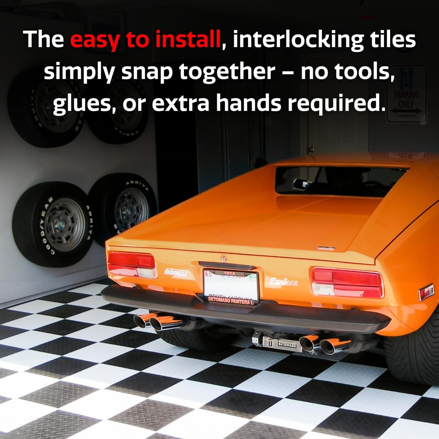 Big Floors RaceDeck Diamond Plate Design, Durable Interlocking Modular Garage Flooring Tile (Graphite, 12 Pack of 12 x 12" Tiles)