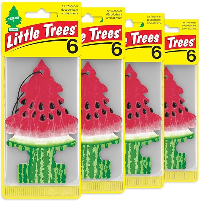 LITTLE TREES Car Air Freshener | Hanging Tree Provides Long Lasting Scent for Auto and Home | Watermelon, 24 Air Fresheners