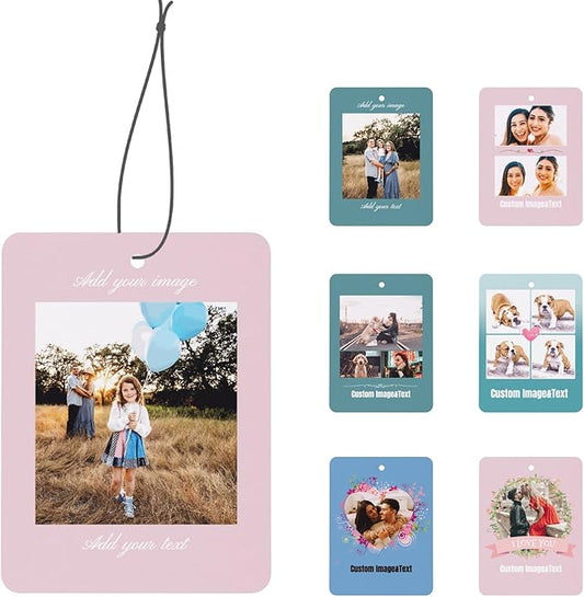 Custom Air Freshener for Car - Double Sided Printed Personalized with Picture Photo Text -Personalized gift for Valentine’s Day Birthday Christmas
