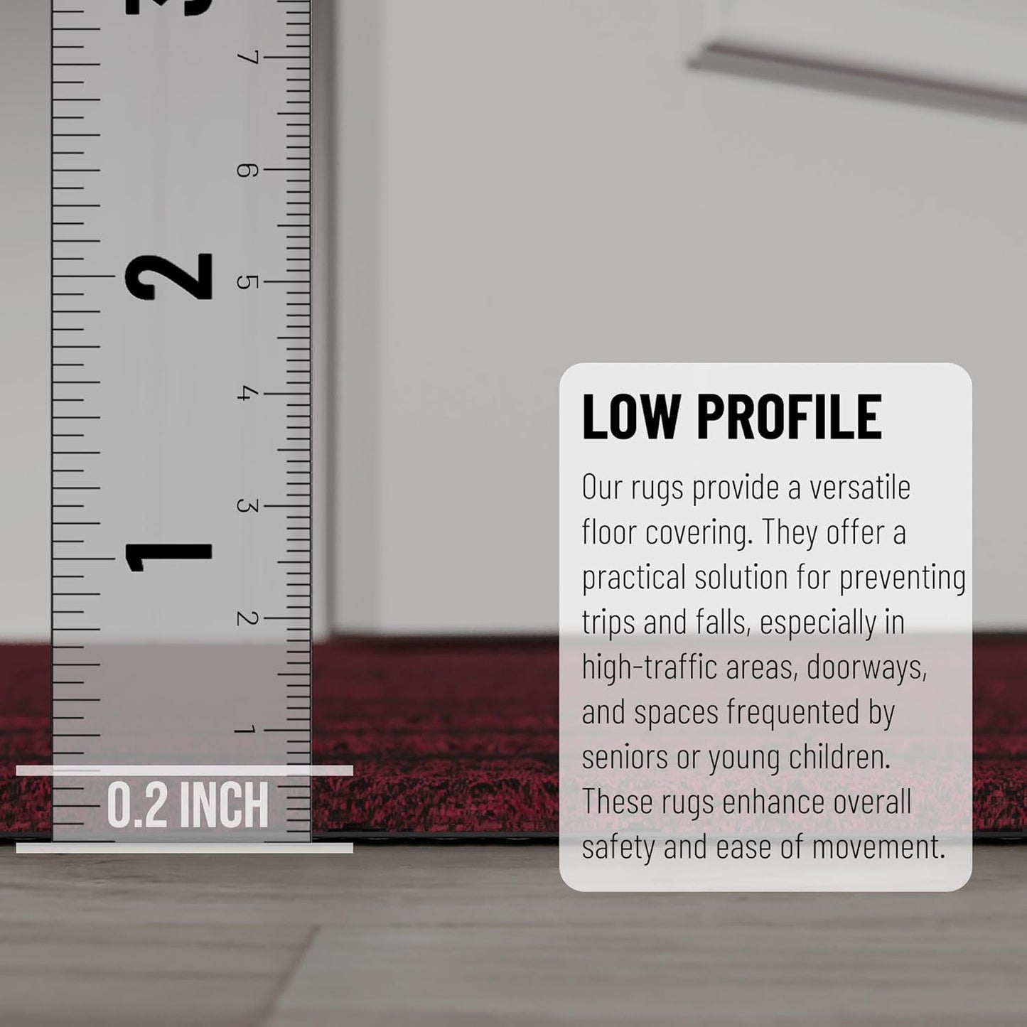 Ottomanson Mud Mat 2'7" x 4' Entryway Rug - Non-Slip Scraper Doormat for Muddy Paws, Dirt Trapping Indoor/Outdoor Mat for High-Traffic Areas, Kitchen, Garage, Patio, Red