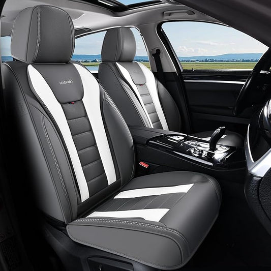 Coverado Car Seat Covers, Front Covers for Cars, Car Seat Cover Front Seats, Automotive Seat Cover, Waterproof, Leather Car Seat Cushion, Universal Interior Covers Seat Protectors for Most Cars