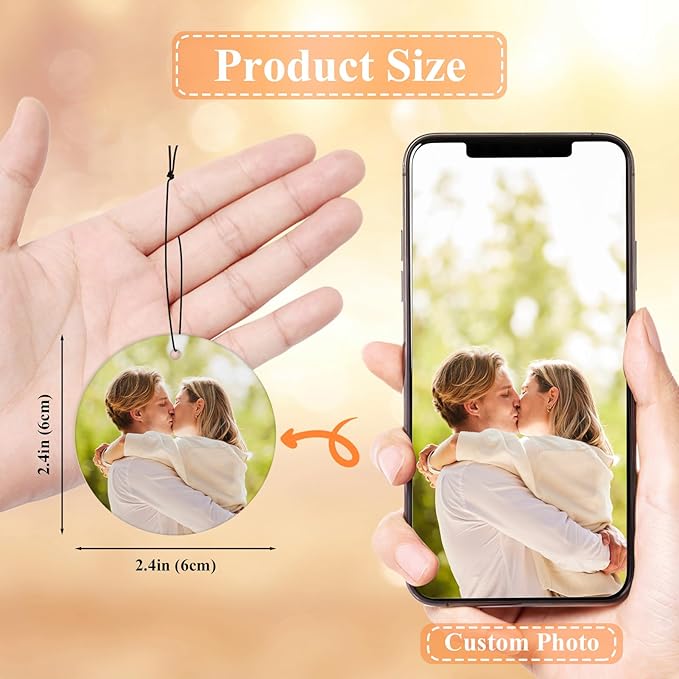 Custom Car Air Freshener With Picture Text - Personalized Car Air Freshener with Multiple Fragrances for Valentine's Day Birthday Gift Hanging Ornaments