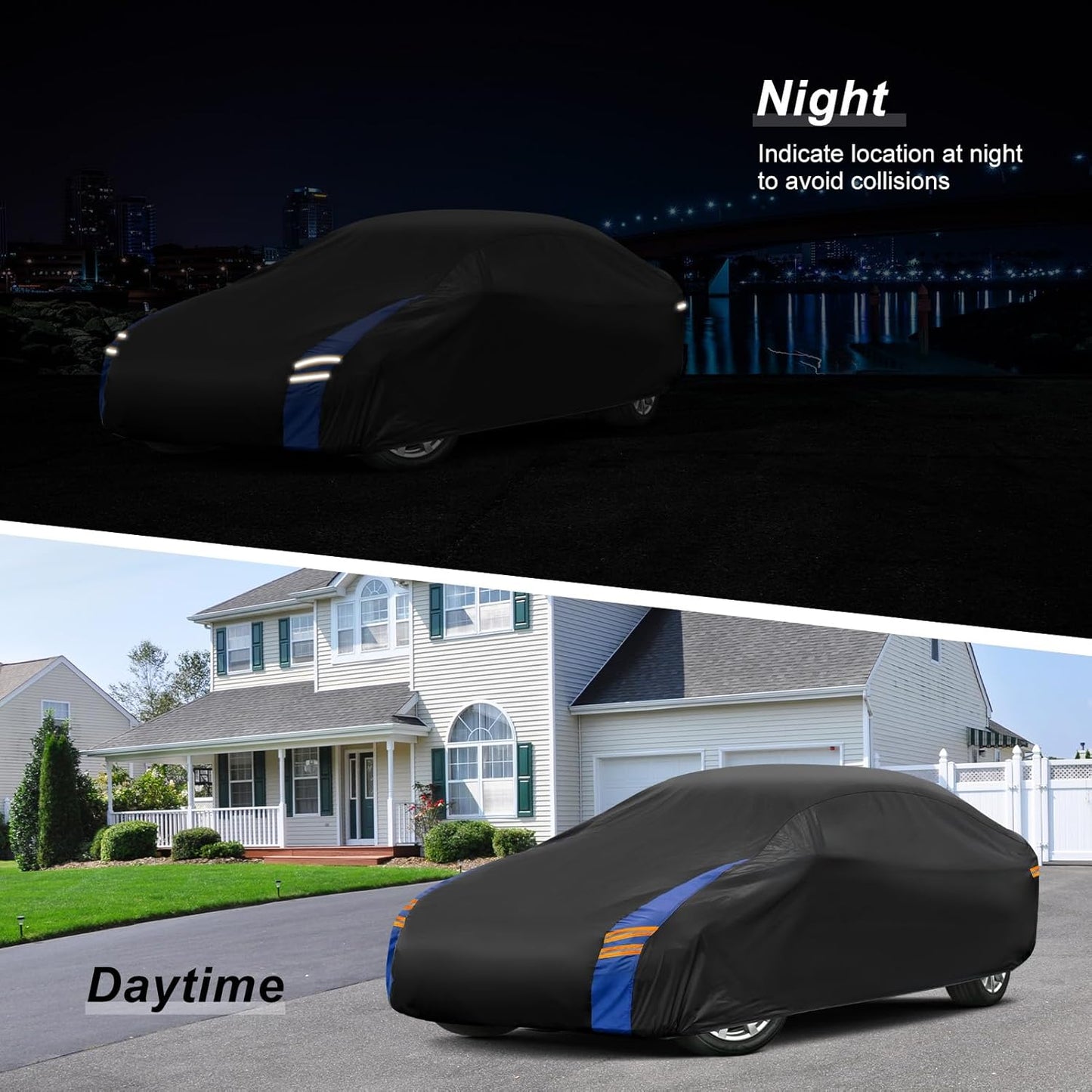 Car Cover Waterproof All Weather for Automobiles, Full Exterior Covers for Hatchback (163-178 inch) Universal Fit for Toyota Corolla, Mazda 3, etc. Rain Winter Sun Snow Protection.