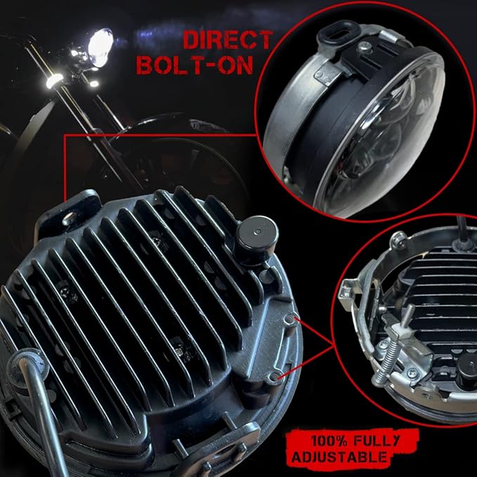 SLK-Lights VT1300 Fury Daymaker LED Headlight 5 3/4in - Direct Fit - Plug & Play - Compatible Honda VT1300 2010-2025 Honda Fury, Sabre, Interstate, and Stateline (White)