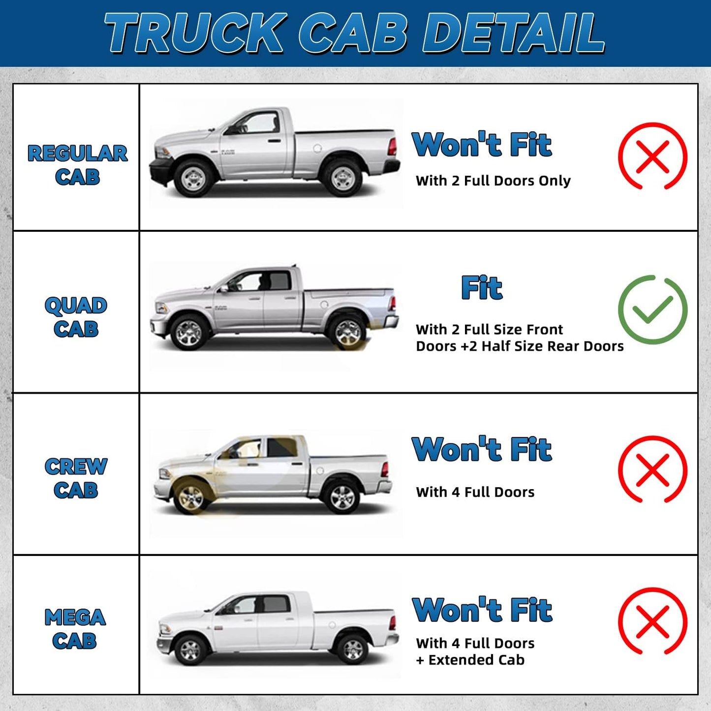 Set of 4 Front+Rear Smoke Sun/Rain Guard Outside Mount Tape-On Acrylic Window Visors Compatible with 09-18 Ram 1500 Quad/Extended Cab with Half Size Rear Doors + Full Size Front Doors