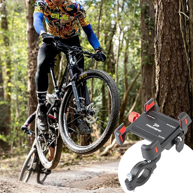 Quick Release Bike Phone Mount Holder, Aluminum Alloy Motorcycle Phone Mount, 360° Rotation, Universal Bicycle Phone Mount for 4.5-7 Inch Phones