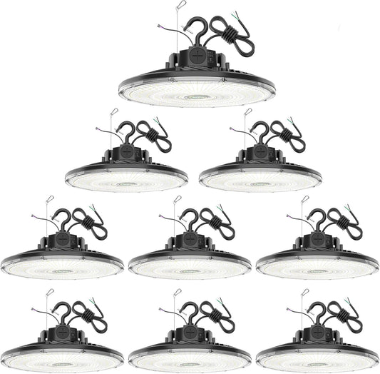 9 Pack 480V LED High Bay Light UL DLC Listed UFO Light 300W 240W 200W Adjustable, Dimmable High Bay LED Shop Lights 5000K Daylight, IP65 Commercial Bay Lighting for Warehouse Factory
