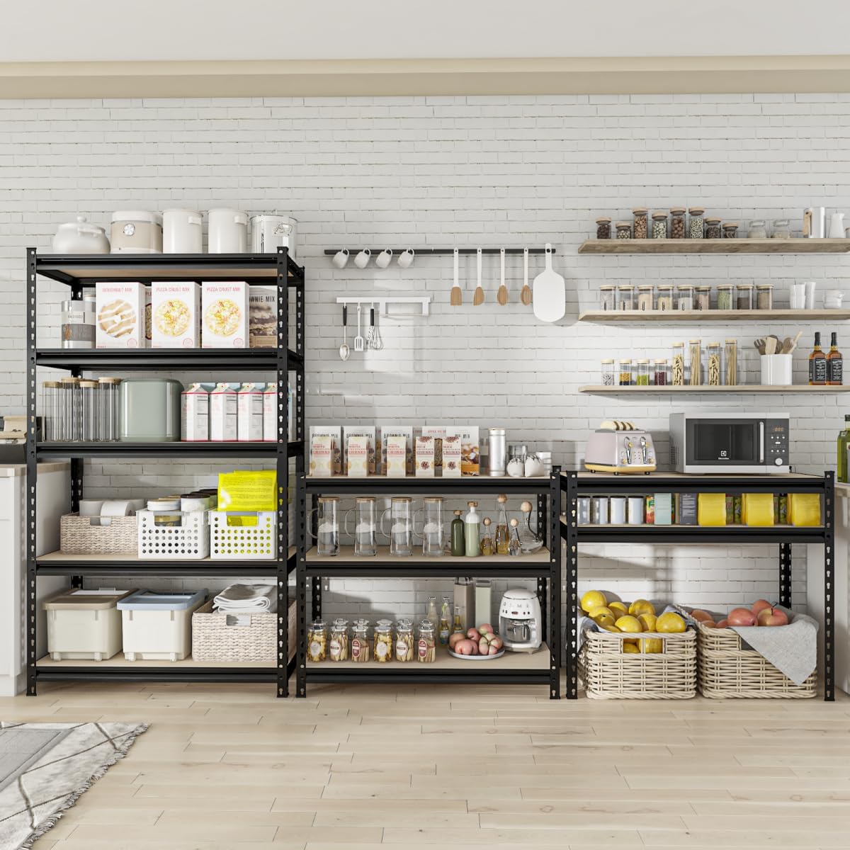 5-Tier Adjustable Metal Storage Shelves Heavy Duty Garage Shelving, 72" H x 36" W x 16" D Shelving Unit Rack for Kitchen, Classroom, Dormitory, Basement & Warehouse