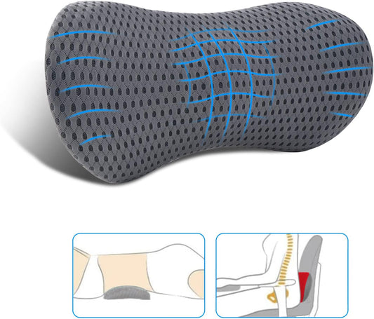Lumbar Pillow, Memory Foam Lumbar Support Pillow for Office Chair and Car Seat, Back Support Pillow for Lower Back Pain Relief, Support Cushion Back Pillow for Sleeping, Driving, Resting