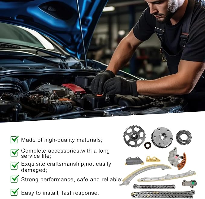 14210-PNA-000 Engine Timing Chain Kit with Camshaft Adjuster with VVT Gear Fits for Acura ILX Accord Civic Crosstour CR-V 2.4L 2008-2015 Replace OE 14210-PNA-000 14510-R40-A01 13620-RAA-A02