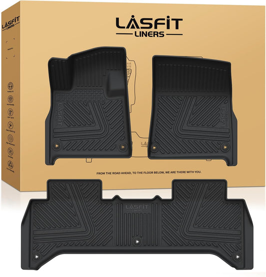 LASFIT Floor Mats for Rivian R1T 2025, All Weather Floor Liner TPE Custom Fit Car Mats for Rivian R1T 1st & 2nd Row Rubber Mats, Black,Tasteless, Durable and Easy to Clean