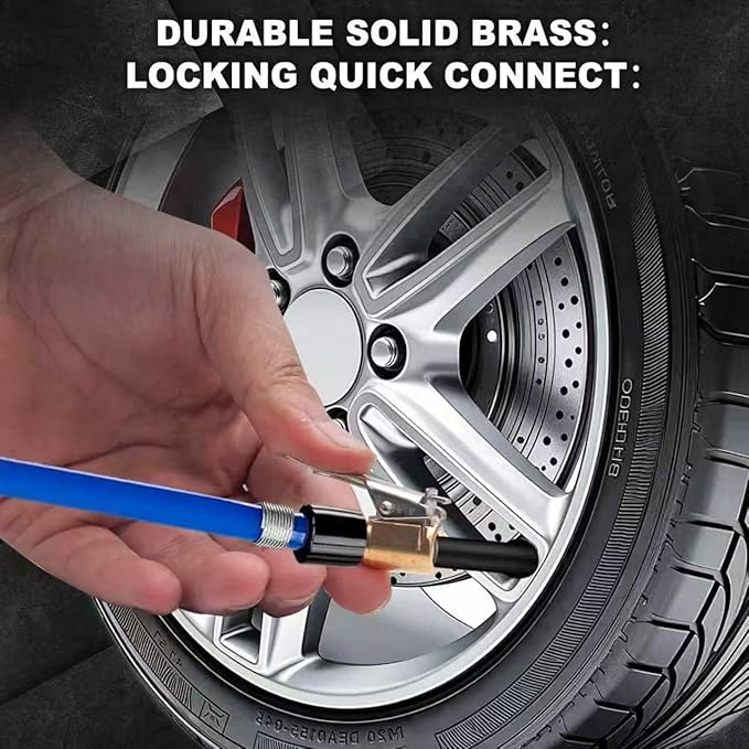 3 Pack Brass Locking Tire Air Chuck with Adapter, Heavy Duty Universal Locking Air Chuck, Solid Brass Air Chuck Suitable for Tire Inflation Hose