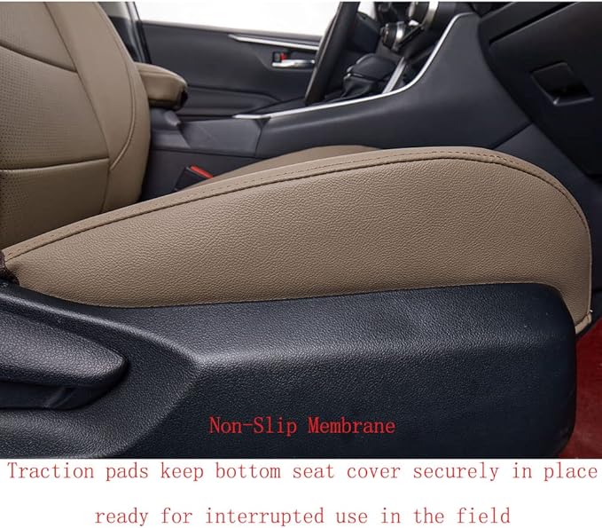 EKR Rav4 Seat Covers Custom Fit for Toyota Rav4 2019 2020 2021 2022 2023 2024 2025 LE,XLE,XLE Premium,Limited, Leather Truck Seat Cover Full Set for SUV,Faux Leather(Sand Beige)