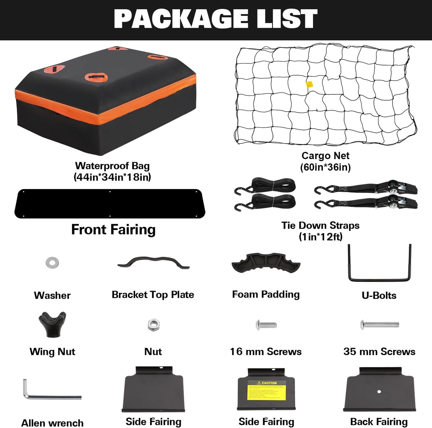 WEIZE Roof Rack Carrier Basket Universal Rooftop 64" x 39" x 5" Large Size Roof Rack + Waterproof Bag, Cargo Net with Attachment Hooks, Ratchet Straps for SUV, Truck