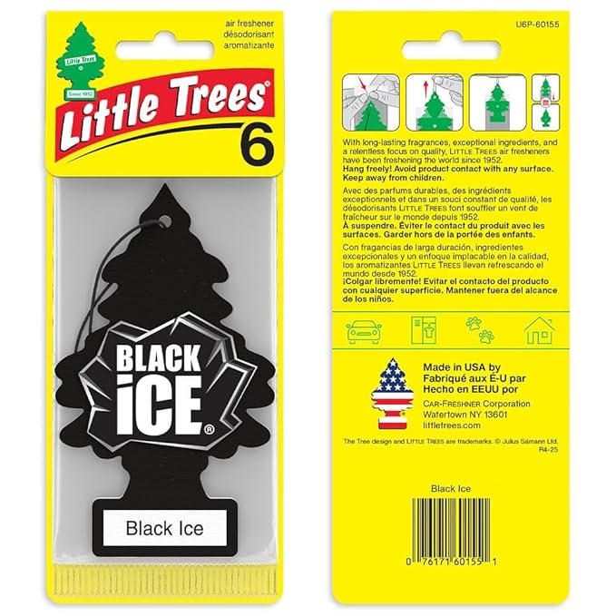 LITTLE TREES Car Air Freshener | Hanging Tree Provides Long Lasting Scent for Auto and Home | Black Ice, 24 Air Fresheners