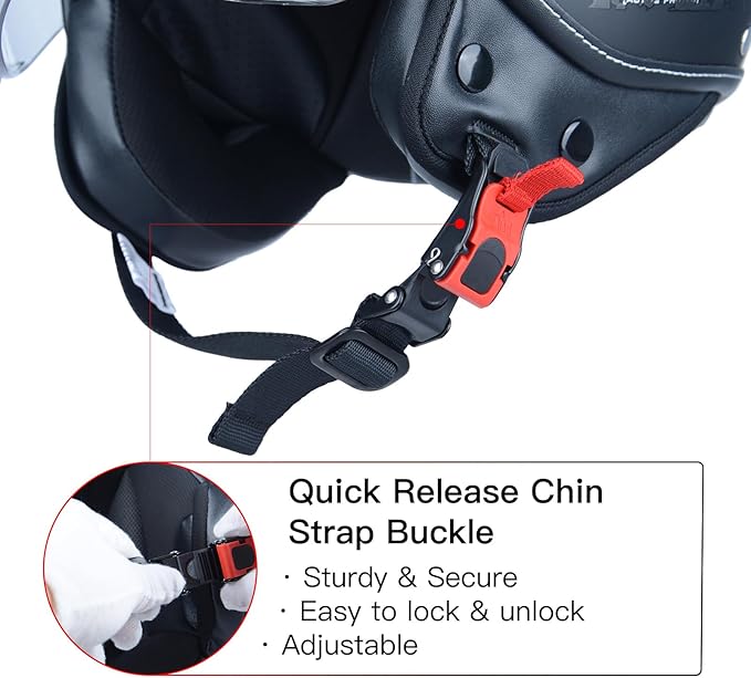 Open Face Motorcycle Helmet for Adults,DOT Approved - Moped Half Vespa Retro Helmet with Anti-Scratch Visor for Men and Women