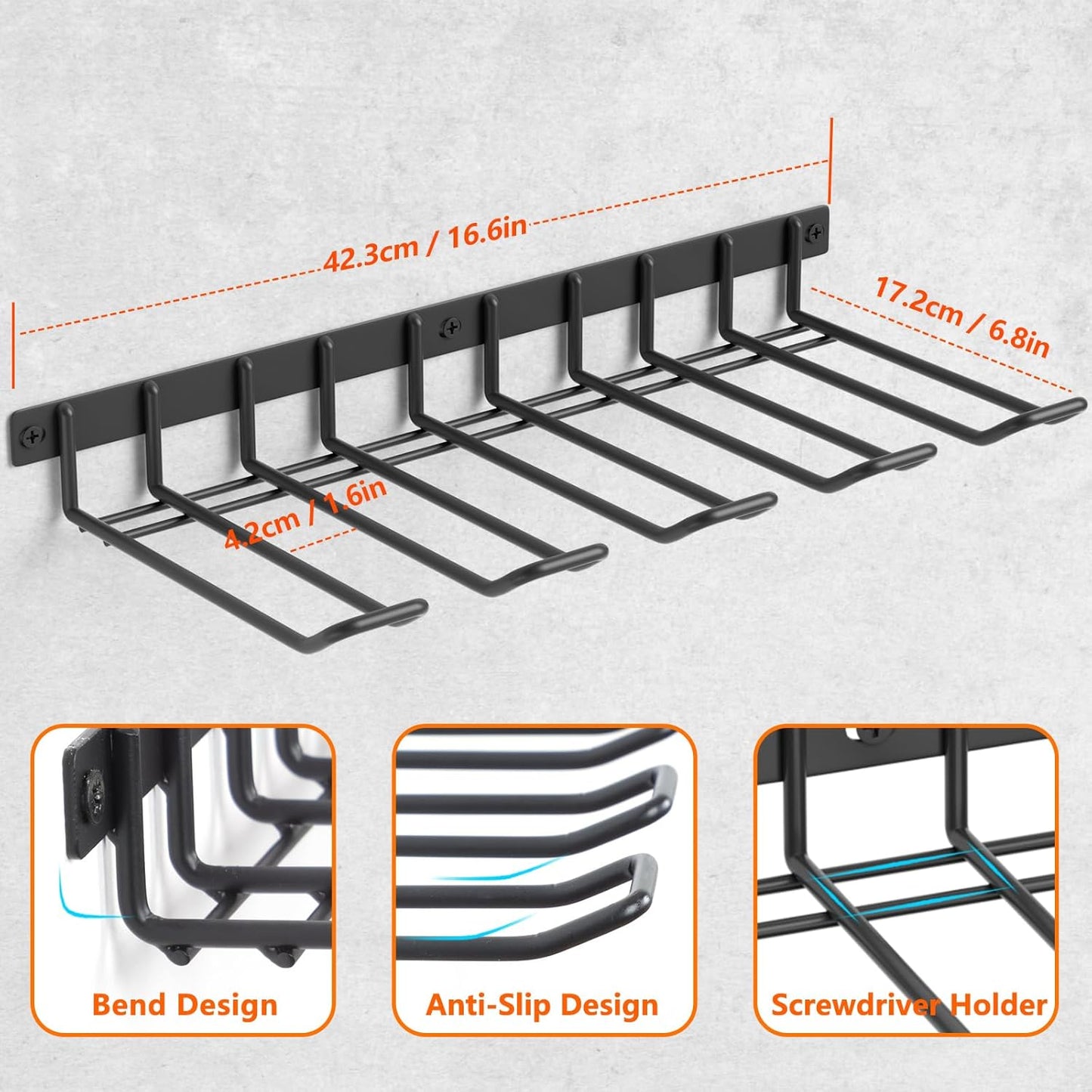 Power Tool Organizer, Cordless Drill Holder Wall Mount, Garage Tool Storage Rack, Heavy Duty Tool Rack for Garage and Workshop, Quick Installation in Minutes, 1 Pack