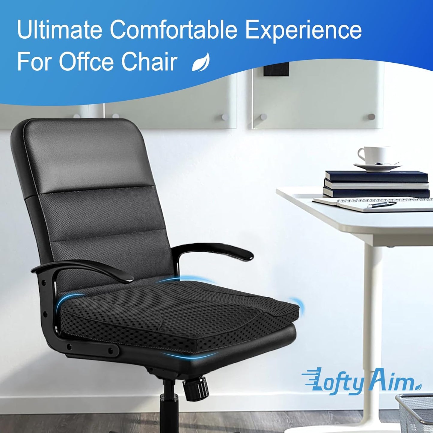 Car Seat Cushion, Comfortable Memory Foam Seat Pillow for Driving, Sciatica-Back Pain Relief, Cushion for Car-Truck, Office, Wheelchair - Mesh Black