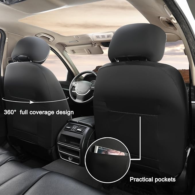 GIANT PANDA Fit Subaru Outback Forester Crosstrek Legacy Impreza Front Car Seat Cover, 3D Air Mesh Breathable Seat Protector（Grey+Black2-Pack）