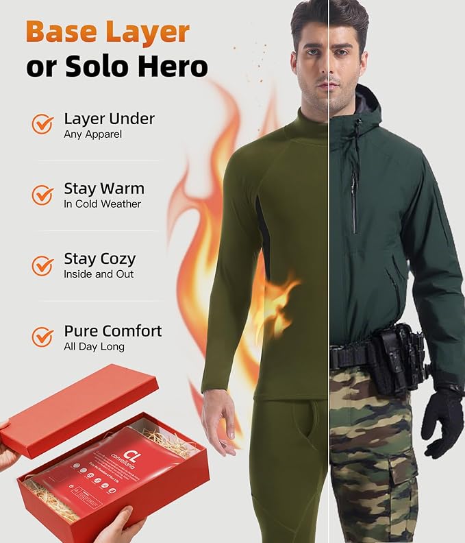 CL convallaria Thermal Underwear Long Johns Set Mens Winter Gift Hunting Gear Sport Base Layer Bottom Top