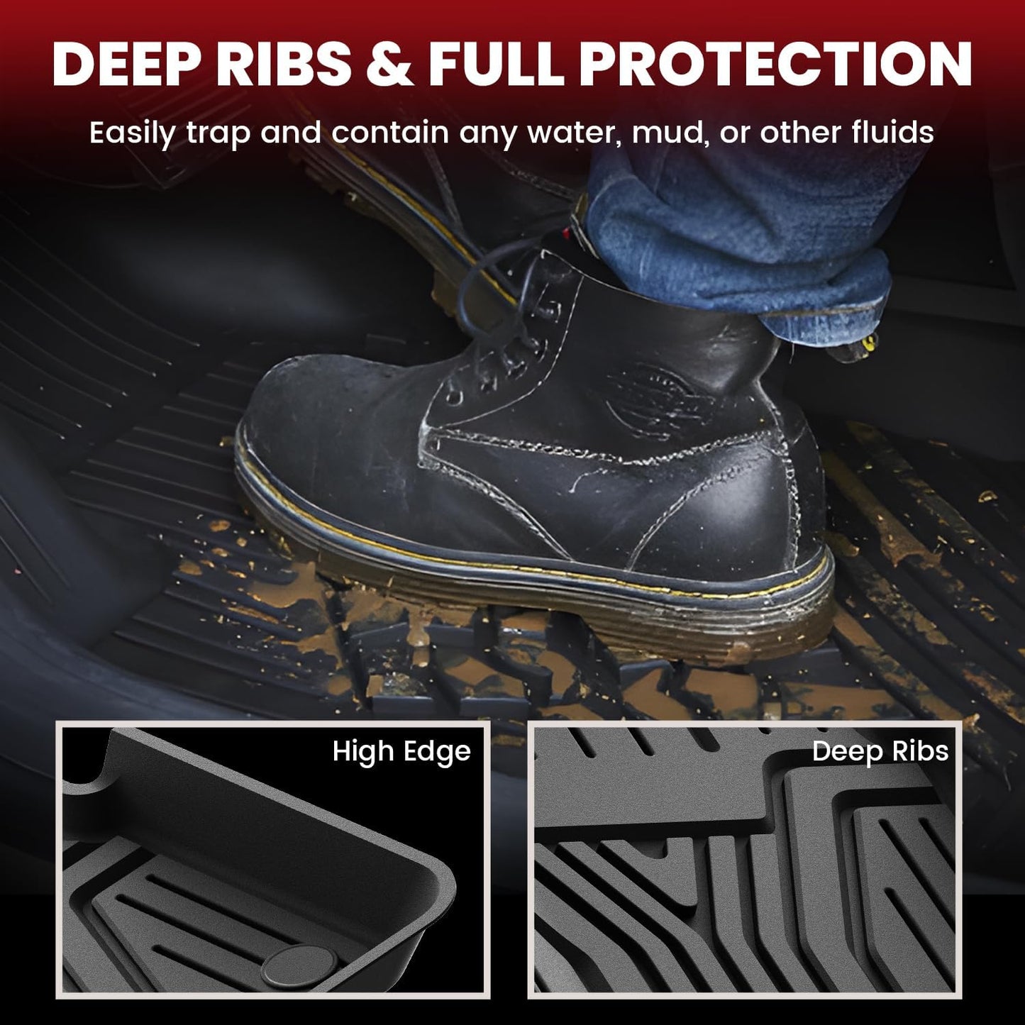 LASFIT Floor Mats & Trunk Mat (Highest Position) for Honda CR-V 2017-2022 (NOT for Hybrid), All Weather Protection TPE Floor Liners 1st & 2nd Row & Cargo Mat in Upper Position Full Set, Black