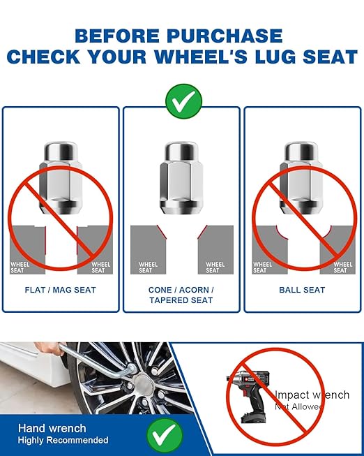 GAsupply M12x1.25 Lug Nuts, Closed End Bulge Acorn Chrome Lug Nuts Cone Seat 1.38" 35mm Tall 3/4" 19mm Hex, 20 Pack
