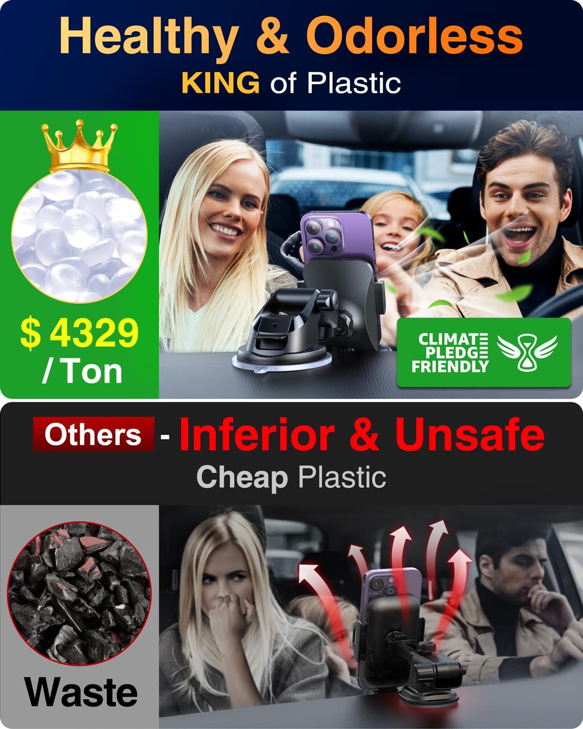 VANMASS 【85+LBS Strongest Suction & Military-Grade 2025 Ultimate Car Phone Mount【Patent & Safety Certs】 Cell Phone Holder Truck Stand for Dashboard Windshield Vent for iPhone 16 15 Pro Max 14 Samsung