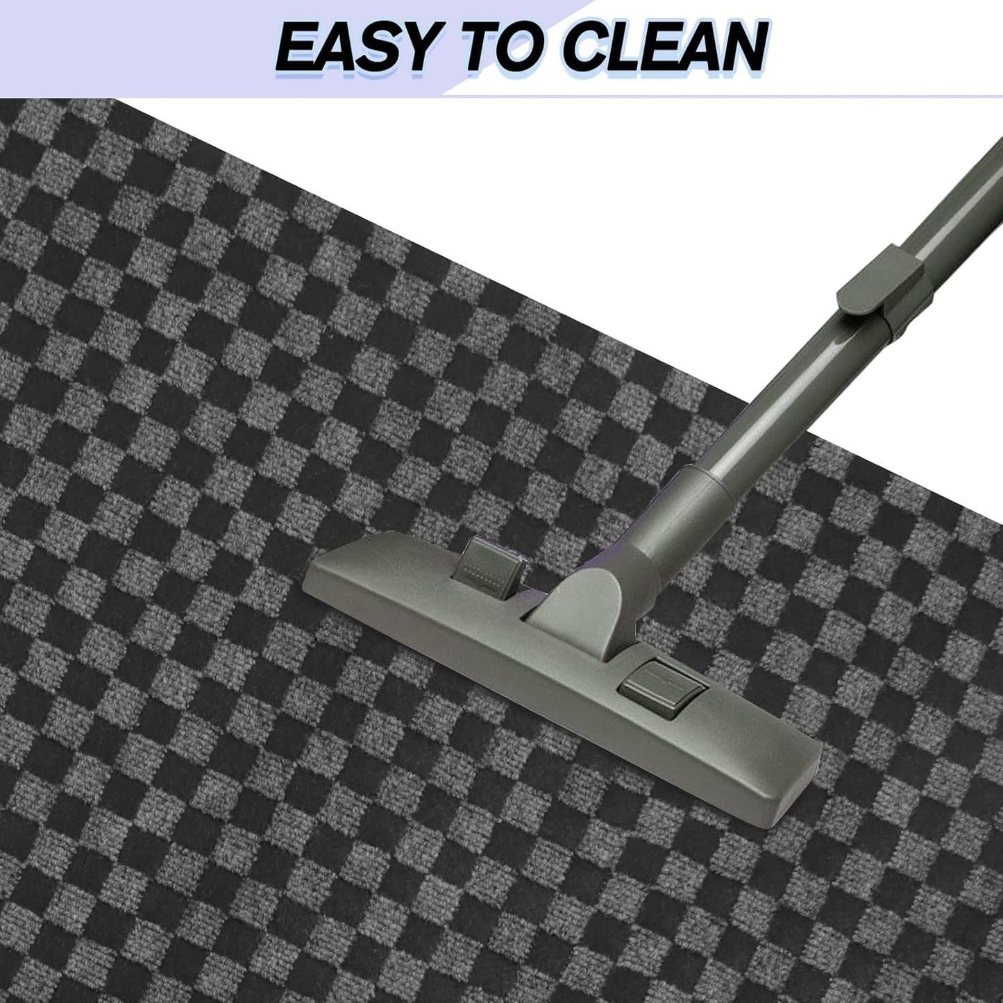 Custom Size Backed Non-Slip Area Rugs Runner, Easy Clean, Waterproof Runner Rugs for Hallway Entryway, Kitchen, Laundry, 2FT x 2FT, Gray Checkered