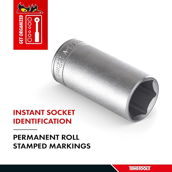 Teng Tools 5MM 1/4 Inch Drive 6 Point Metric Deep Chrome Vanadium Socket | Mechanic Tool | Hand Tool - M140605-C