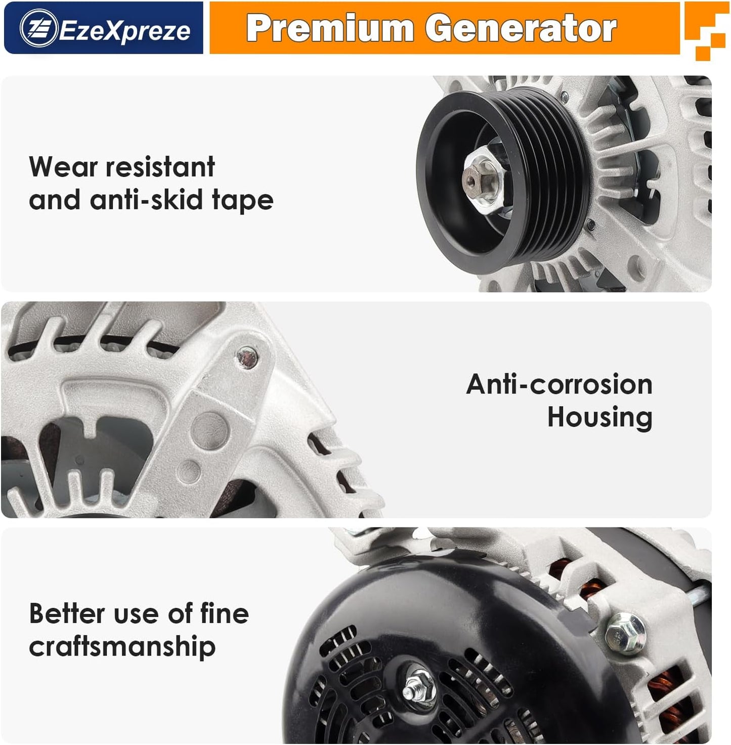 Ezexpreze Alternator Compatible with Ford F-150 F150 2015-2020 5.0L V8, 12V 240A 6-Groove Pulley Clockwise, OE# 44000 42103 FL3T10300JA FL3Z10346G HL3710300FA HL3Z10346F 1042110081 1042110080