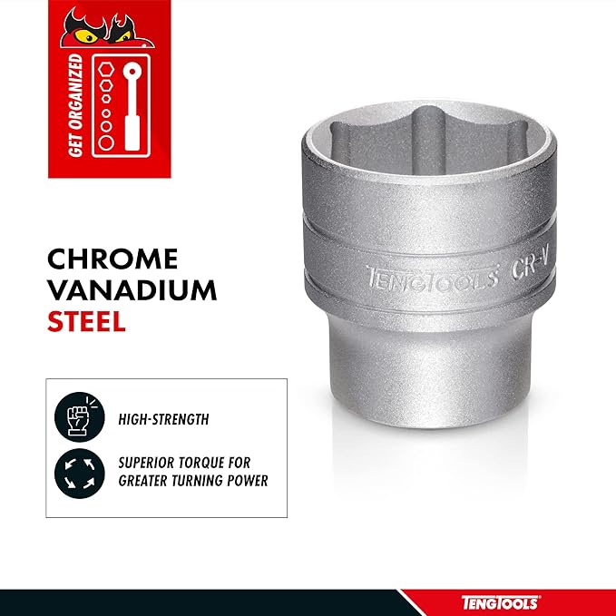 Teng Tools 7/16 Inch 6 Point SAE Shallow 1/4 Inch Drive Chrome Vanadium Socket | Mechanic Tool | Hand Tool - M140114-C