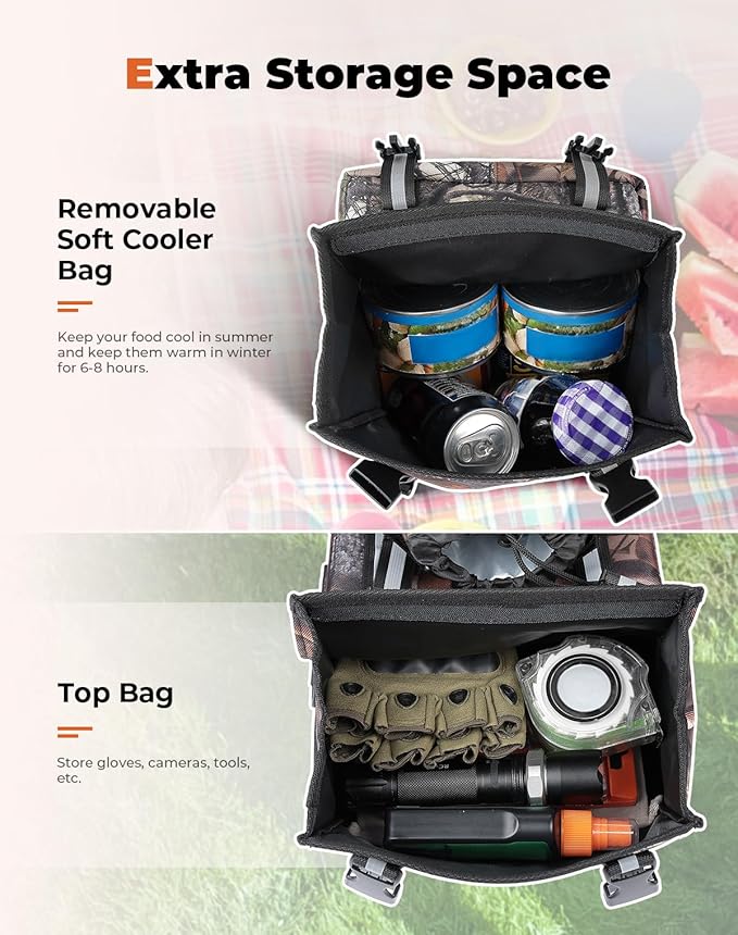 KEMIMOTO ATV Fender Bag, 130% Larger Water-resistant Rear Storage Bags With Drink Holder, Detachable ATV Gear Bag Compatible with Polaris Sportsman Scrambler FourTrax Can Am Grizzly Cfmoto, 2 Packs