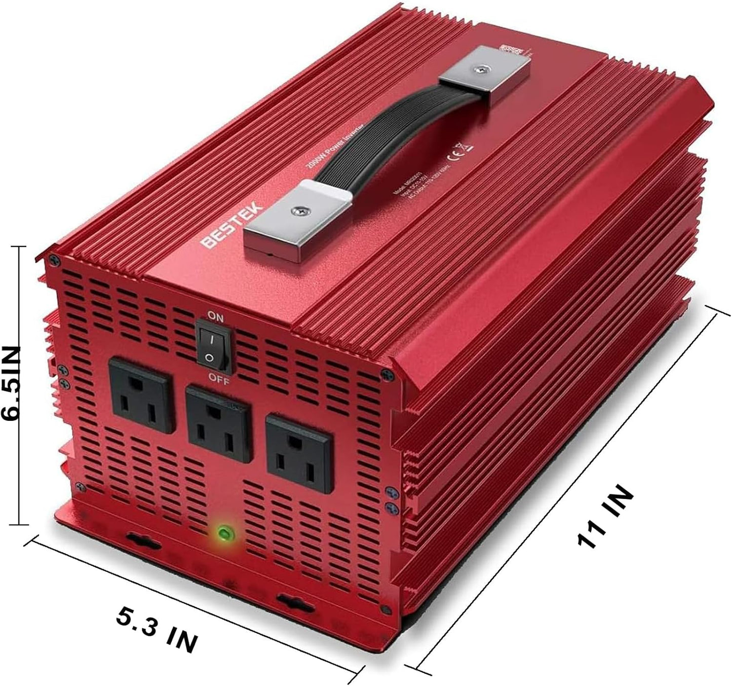 BESTEK 2000W Power Inverter 3 AC Outlets DC 12V to 110V AC Car Power Converter for Camping Outdoor Power Supply ETL Listed