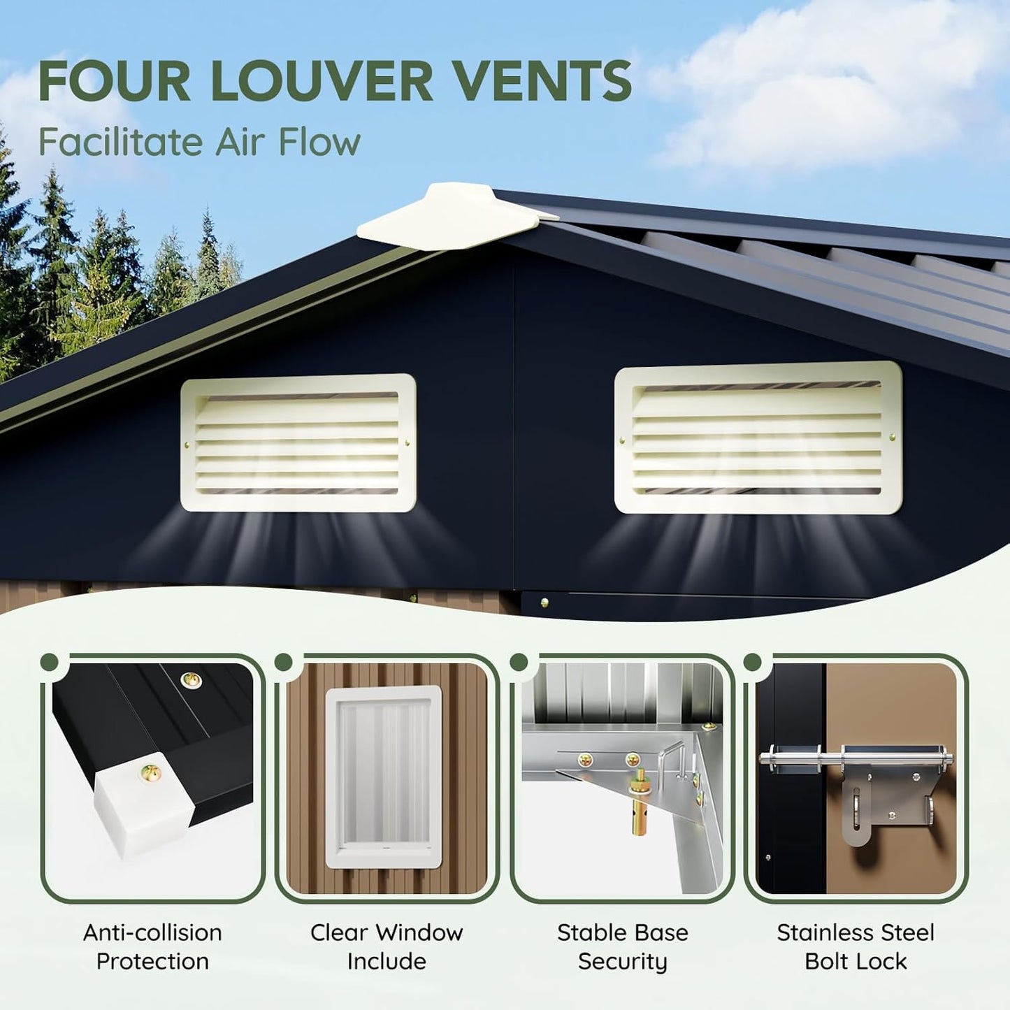 6x4 FT Outdoor Metal Storage Shed, Single Door, 1 Clear Window, Tool Shed for Garden, Patio, Backyard Brown