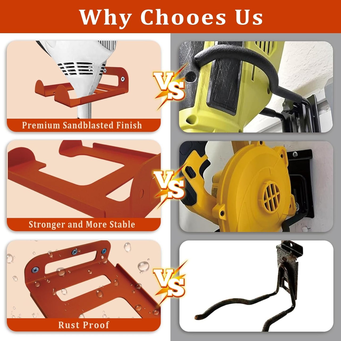 Weed Eater Hanger -2 Pack Heavy Duty Trimmer Rack Wall Mount for Grass Trimmer, Garden Tool Rack/Bracket, Wall Mount Tool Hanger, Shed Storage, Weed Wacker Holder