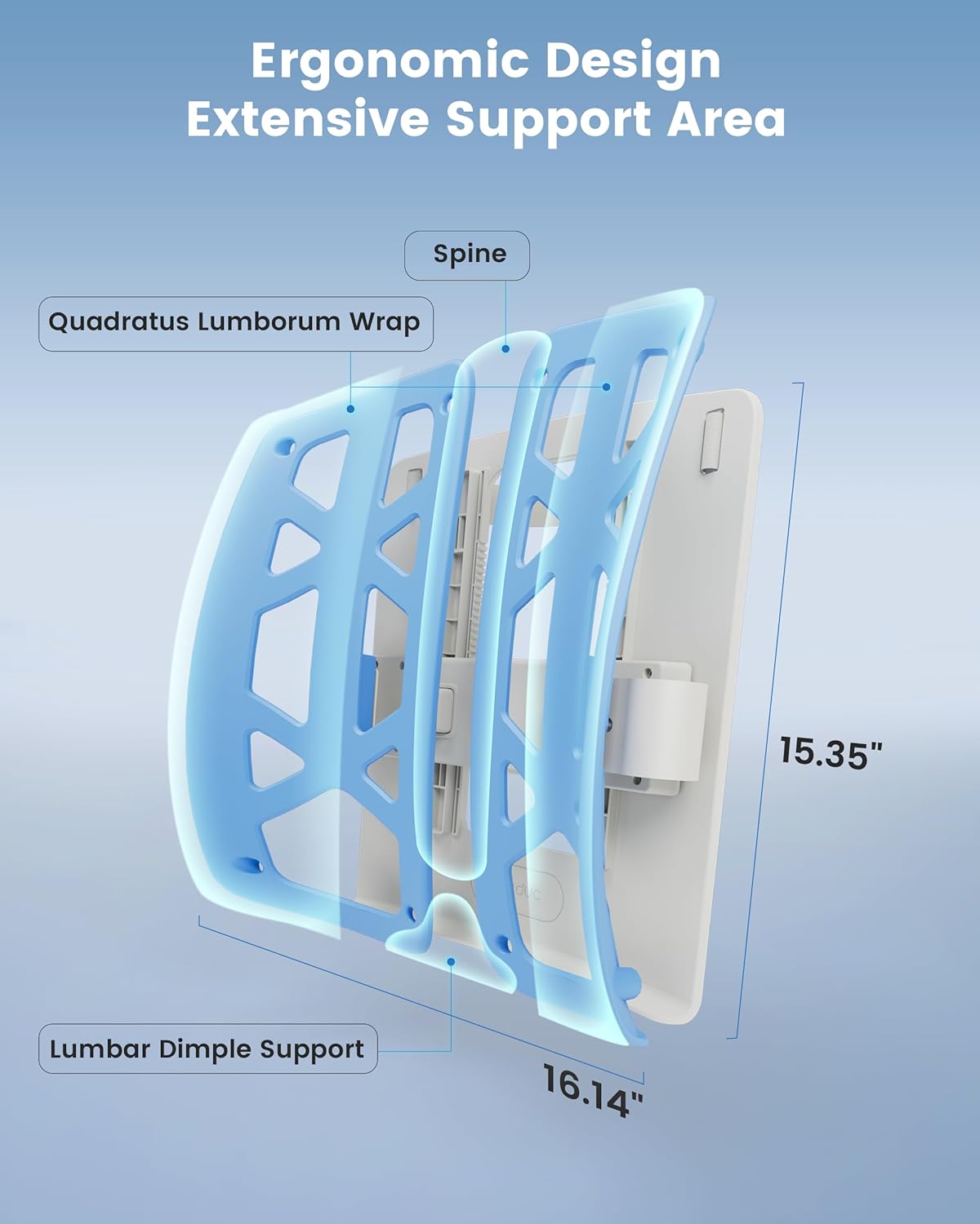 Back Support for Office Chair - Ergonomic Lumbar Support Pillow for Car, Adjustable Height, Improves Posture, Back Cushion with Straps for Home, Office, Car Seat