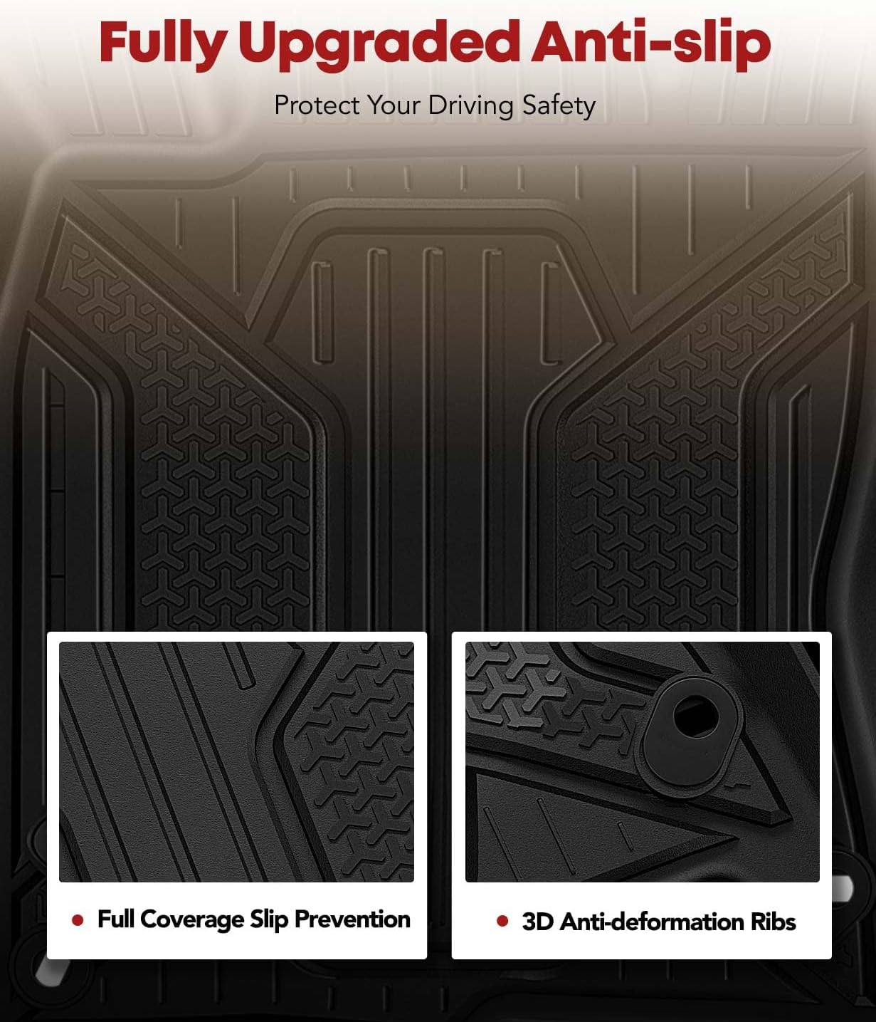 YHTAUTO Floor Mats Fit 2016-2021 Honda Civic Coupe/Sedan/Type R, 2017-2021 Civic Hatchback, TPE All Weather Floor Liner Odorless Custom Fit Car Mats, 1st 2nd Row Civic Accessories