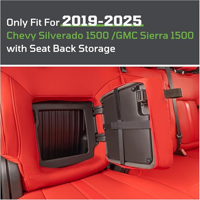 Seat Covers Fit for Chevy Silverado 1500 & GMC Sierra 1500 Crew Cab(2019-2025),Faux Leather Automotive Seat Covers,Custom Pickup Car Seat Covers Full Set,Red(with Rear Cup Holder/Seat Back Storage)