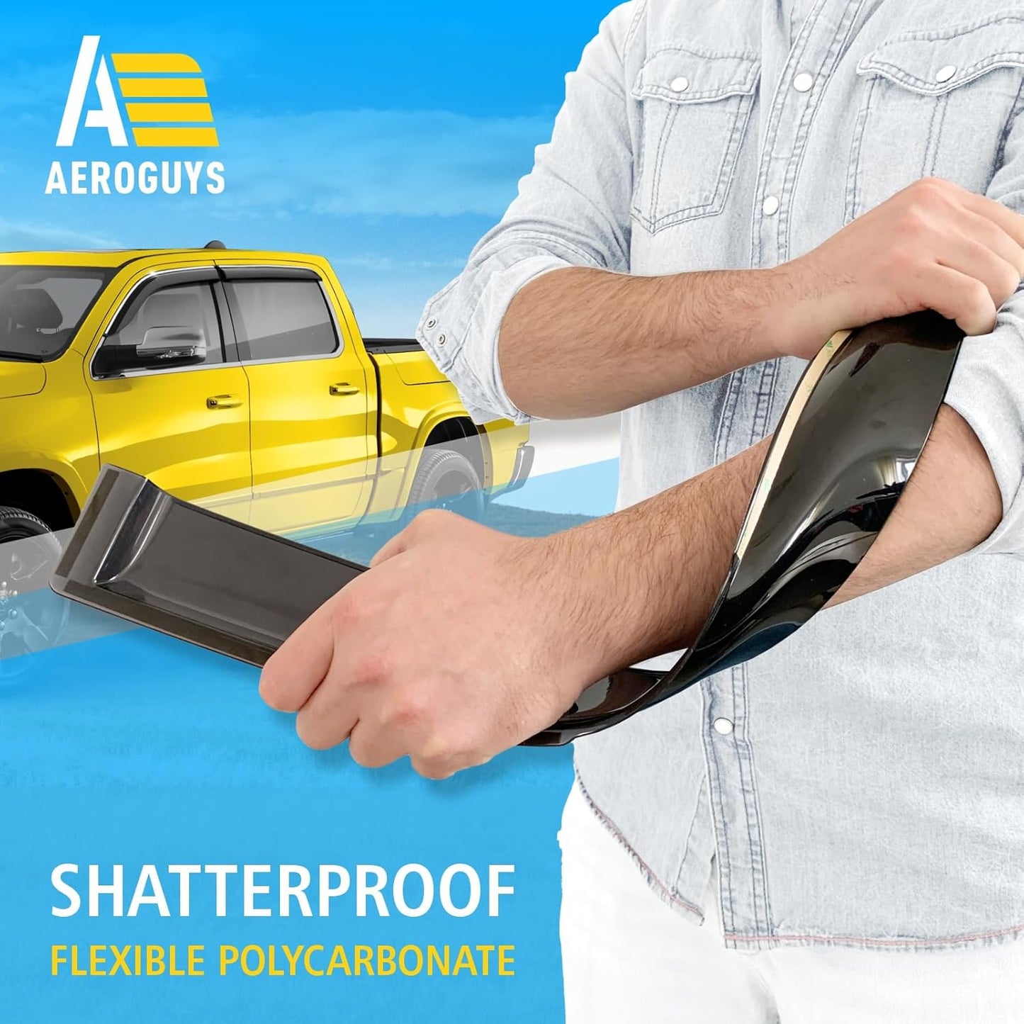 Extra Durable Window Deflectors Chrome Trim Tape-On Window Visors Rain Guards Fit for Dodge Ram 1500 2019-2025 Crew Cab, Sun Visors, Wind Vent for Shades, Exterior Car Accessories - 4pcs. AG0178