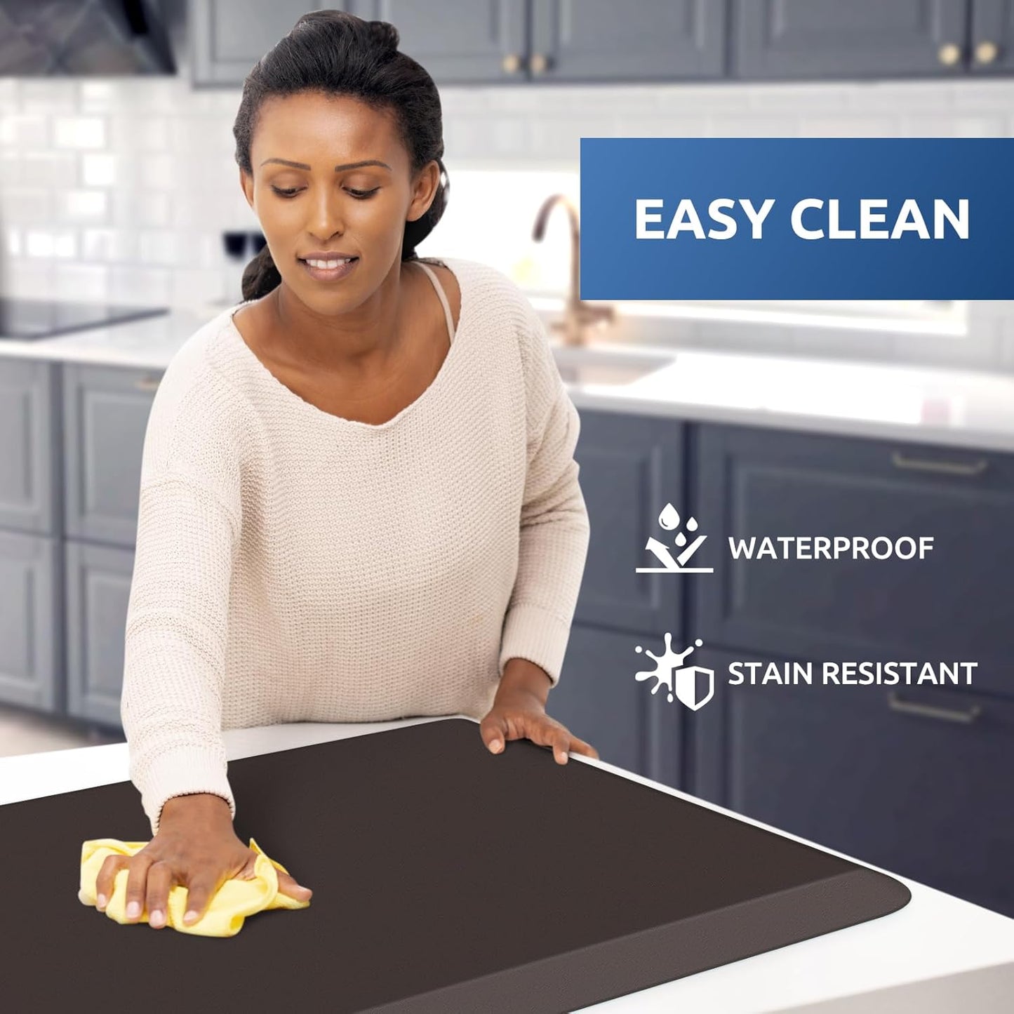 KitchenClouds Kitchen Mat Cushioned Anti Fatigue Rug 20"x32" Waterproof, Non Slip, Standing and Comfort Desk/Floor Mats for House Sink Office (Chocolate)