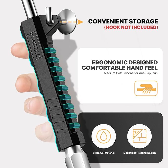 14" Extended Reach Dual Head Air Chuck, 2-Way Connection 1/4" FNPT Straight Lock On Tire Inflate Chuck, Tire Chuck with Standard Quick Plug, Air Compressor Fill Kit for Truck RV Semi Dually Tires
