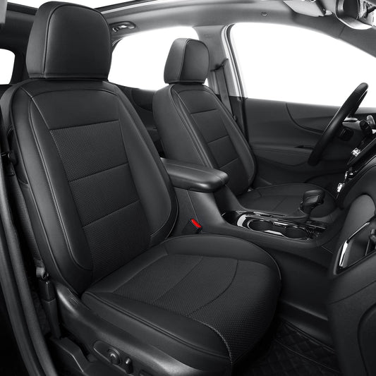 RISINGSTAR Terrain Seat Covers, fit for 2018-2024 GMC Terrain SUV with Rear Split Seats, Water Proof Faux Leather(Full Set, Black)