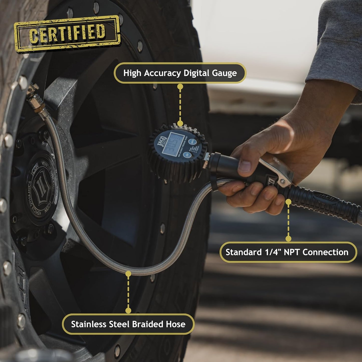 JACO FlowPro Digital Tire Inflator with Pressure Gauge - 200 PSI
